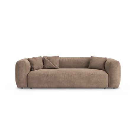 Martina 3-Sitzer Sofa mit Schlaffunktion, ausklappbar, aus Samt in Dunkelbeige (Vogue 3), 264x106 cm von Micadoni – Bild 1
