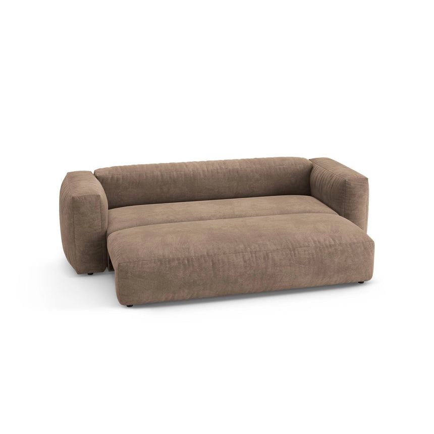 Martina 3-Sitzer Sofa mit Schlaffunktion, ausklappbar, aus Samt in Dunkelbeige (Vogue 3), 264x106 cm von Micadoni – Bild 7