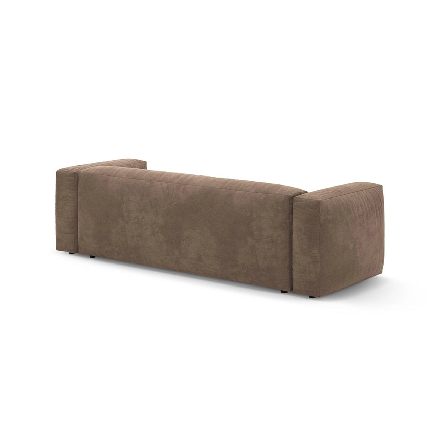 Martina 3-Sitzer Sofa mit Schlaffunktion, ausklappbar, aus Samt in Dunkelbeige (Vogue 3), 264x106 cm von Micadoni – Bild 9