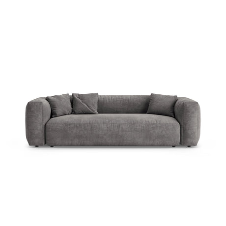 Martina 3-Sitzer Sofa mit Schlaffunktion, ausklappbar, aus Samt in Grau (Vogue 15), 264x106 cm von Micadoni – Bild 1