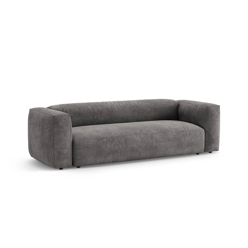 Martina 3-Sitzer Sofa mit Schlaffunktion, ausklappbar, aus Samt in Grau (Vogue 15), 264x106 cm von Micadoni – Bild 6