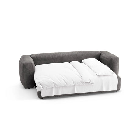 Martina 3-Sitzer Sofa mit Schlaffunktion, ausklappbar, aus Samt in Grau (Vogue 15), 264x106 cm von Micadoni – Bild 8