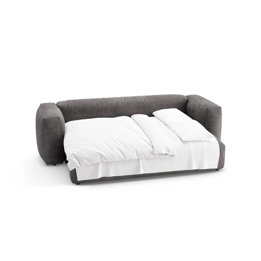 Martina 3-Sitzer Sofa mit Schlaffunktion, ausklappbar, aus Samt in Grau (Vogue 15), 264x106 cm von Micadoni – Bild 8