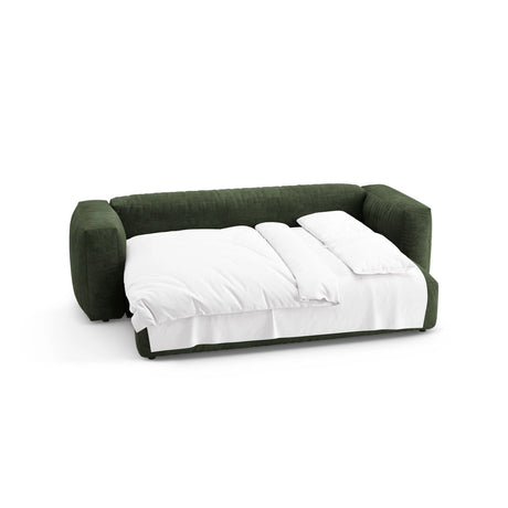 Martina 3-Sitzer Sofa mit Schlaffunktion, ausklappbar, aus Samt in Grün (Vogue 11), 264x106 cm von Micadoni – Bild 8
