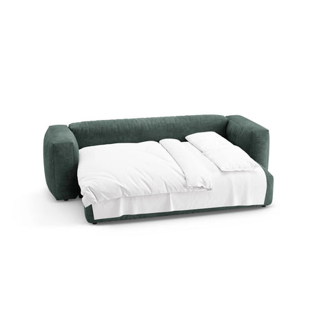 Martina 3-Sitzer Sofa mit Schlaffunktion, ausklappbar, aus Samt in Petrol (Vogue 12), 264x106 cm von Micadoni – Bild 8