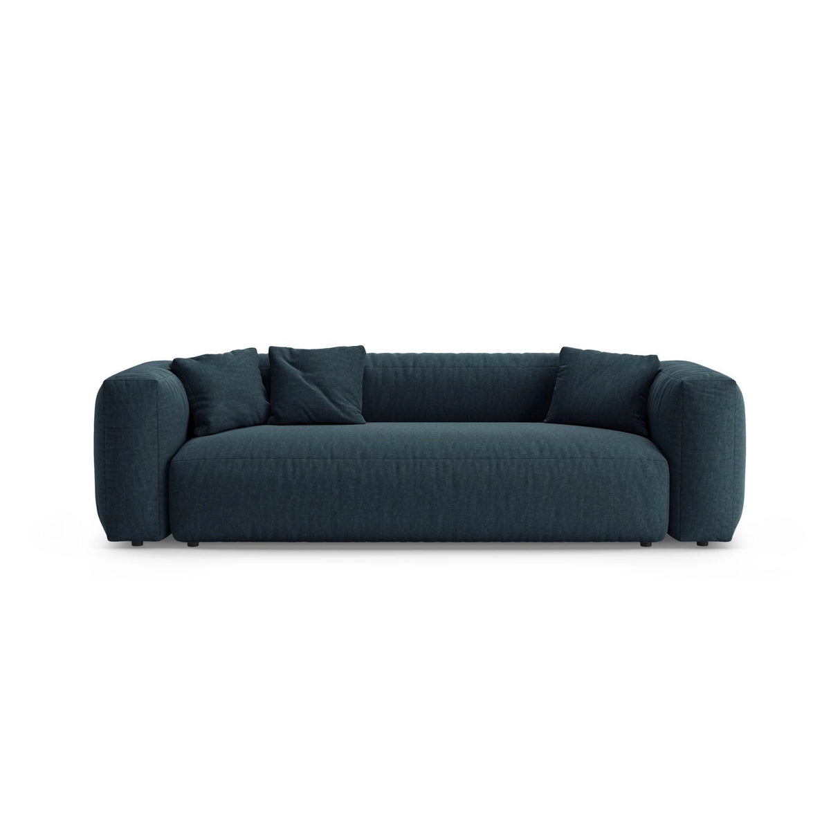 Martina 3-Sitzer Sofa mit Schlaffunktion, ausklappbar, aus Strukturierter Stoff in Blau Jeans (Boston Ocean), 264x106 cm von Micadoni – Bild 1