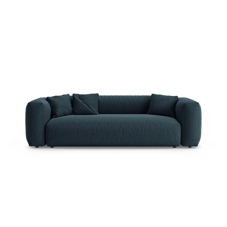 Martina 3-Sitzer Sofa mit Schlaffunktion, ausklappbar, aus Strukturierter Stoff in Blau Jeans (Boston Ocean), 264x106 cm von Micadoni – Bild 1