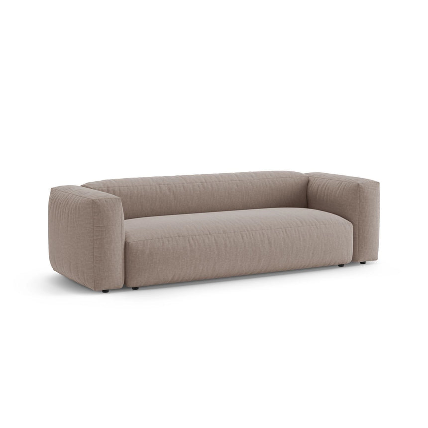 Martina 3-Sitzer Sofa mit Schlaffunktion, ausklappbar, aus Strukturierter Stoff in Dunkelbeige (Boston Trufa), 264x106 cm von Micadoni – Bild 5