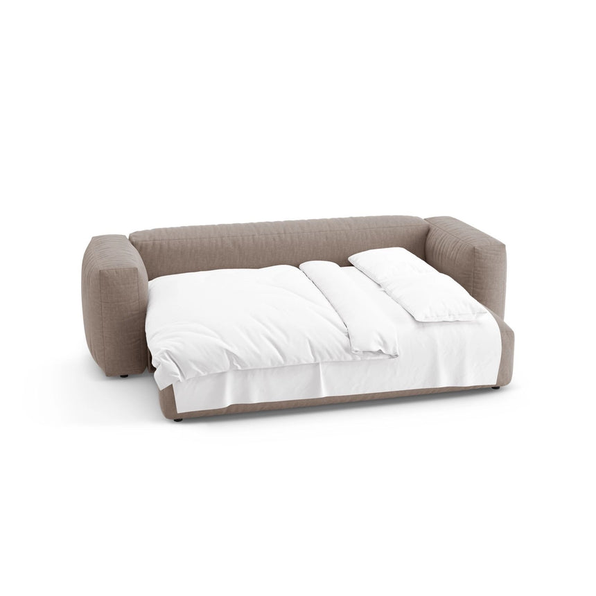 Martina 3-Sitzer Sofa mit Schlaffunktion, ausklappbar, aus Strukturierter Stoff in Dunkelbeige (Boston Trufa), 264x106 cm von Micadoni – Bild 7