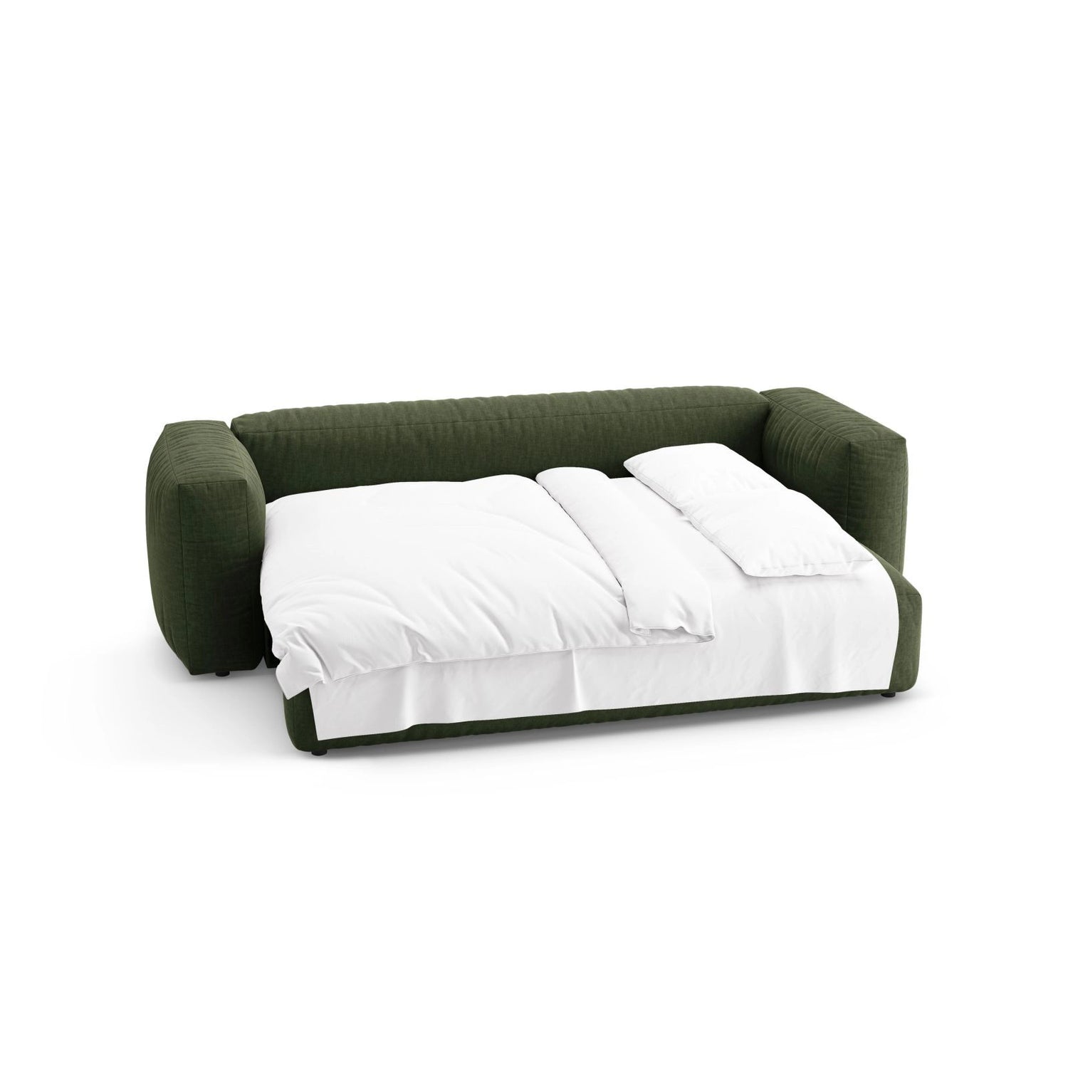 Martina 3-Sitzer Sofa mit Schlaffunktion, ausklappbar, aus Strukturierter Stoff in Grün (Boston Forest), 264x106 cm von Micadoni – Bild 7
