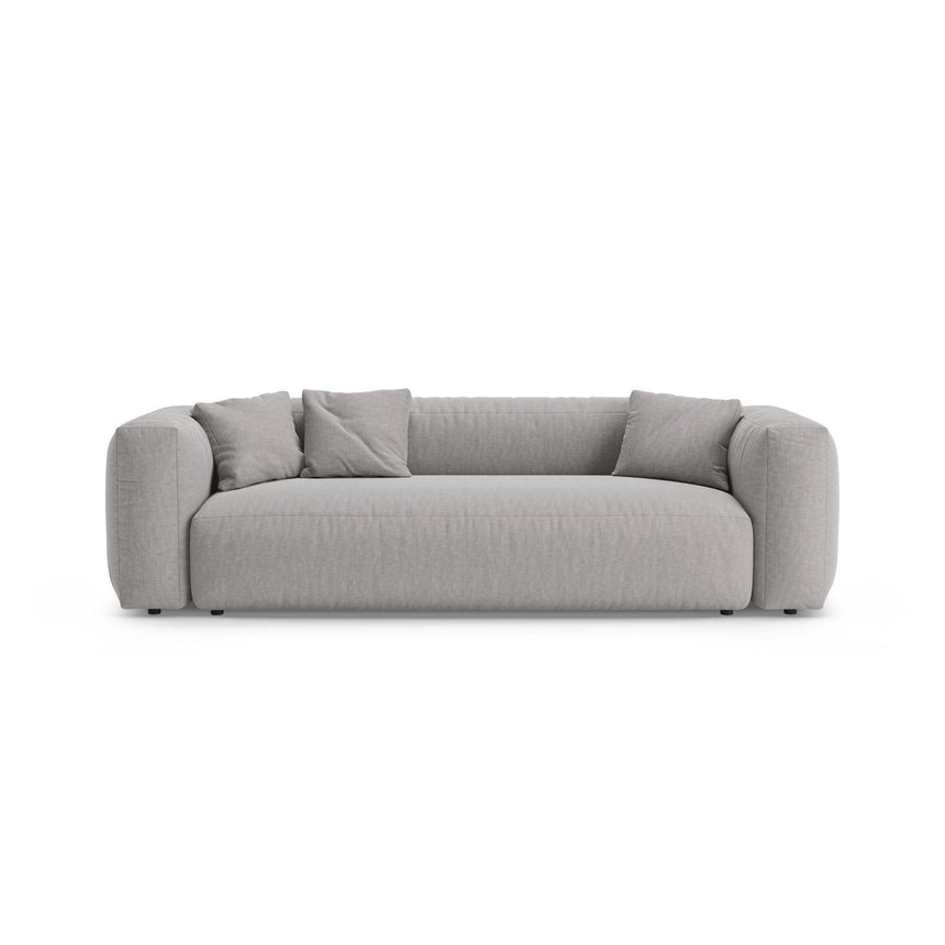 Martina 3-Sitzer Sofa mit Schlaffunktion, ausklappbar, aus Strukturierter Stoff in Hellgrau (Boston Light Grey), 264x106 cm von Micadoni – Bild 1