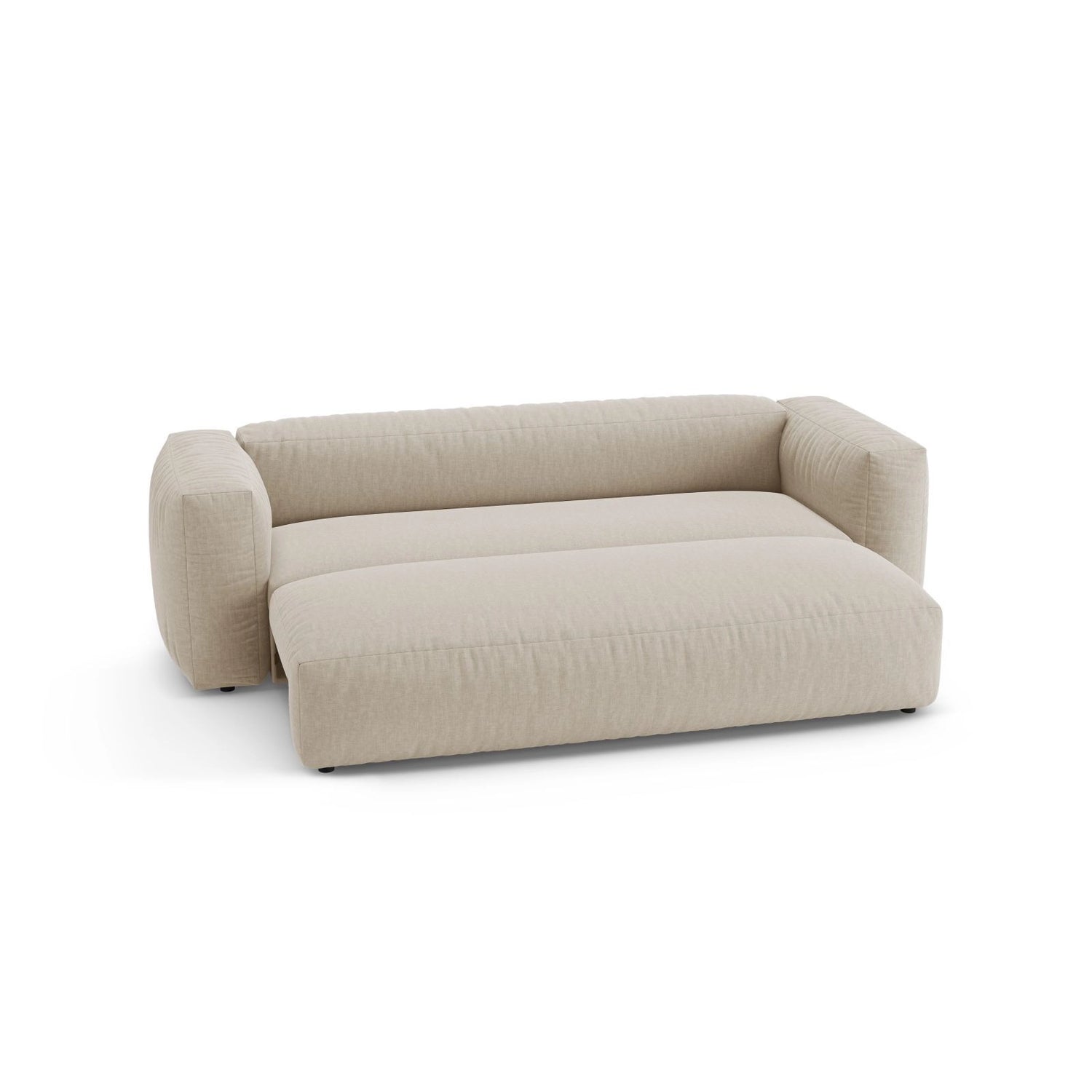 Martina 3-Sitzer Sofa mit Schlaffunktion, ausklappbar, aus Strukturierter Stoff in Leichtes Beige (Boston Toffee), 264x106 cm von Micadoni – Bild 6