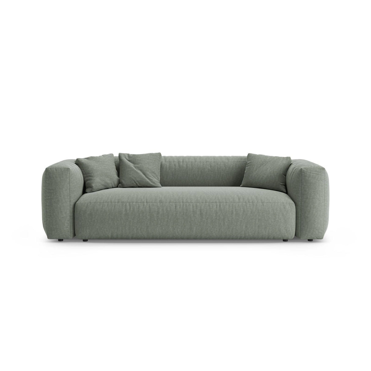 Martina 3-Sitzer Sofa mit Schlaffunktion, ausklappbar, aus Strukturierter Stoff in Moosgrün (Boston Water Green), 264x106 cm von Micadoni – Bild 1