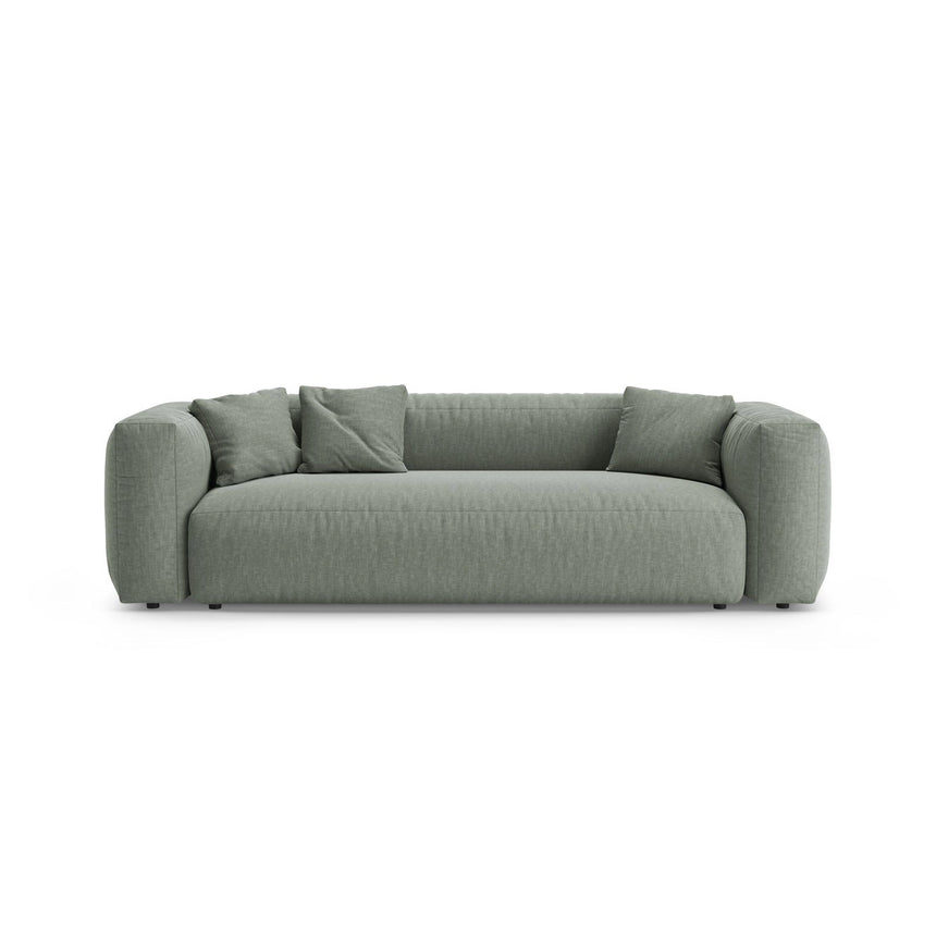 Martina 3-Sitzer Sofa mit Schlaffunktion, ausklappbar, aus Strukturierter Stoff in Moosgrün (Boston Water Green), 264x106 cm von Micadoni – Bild 1