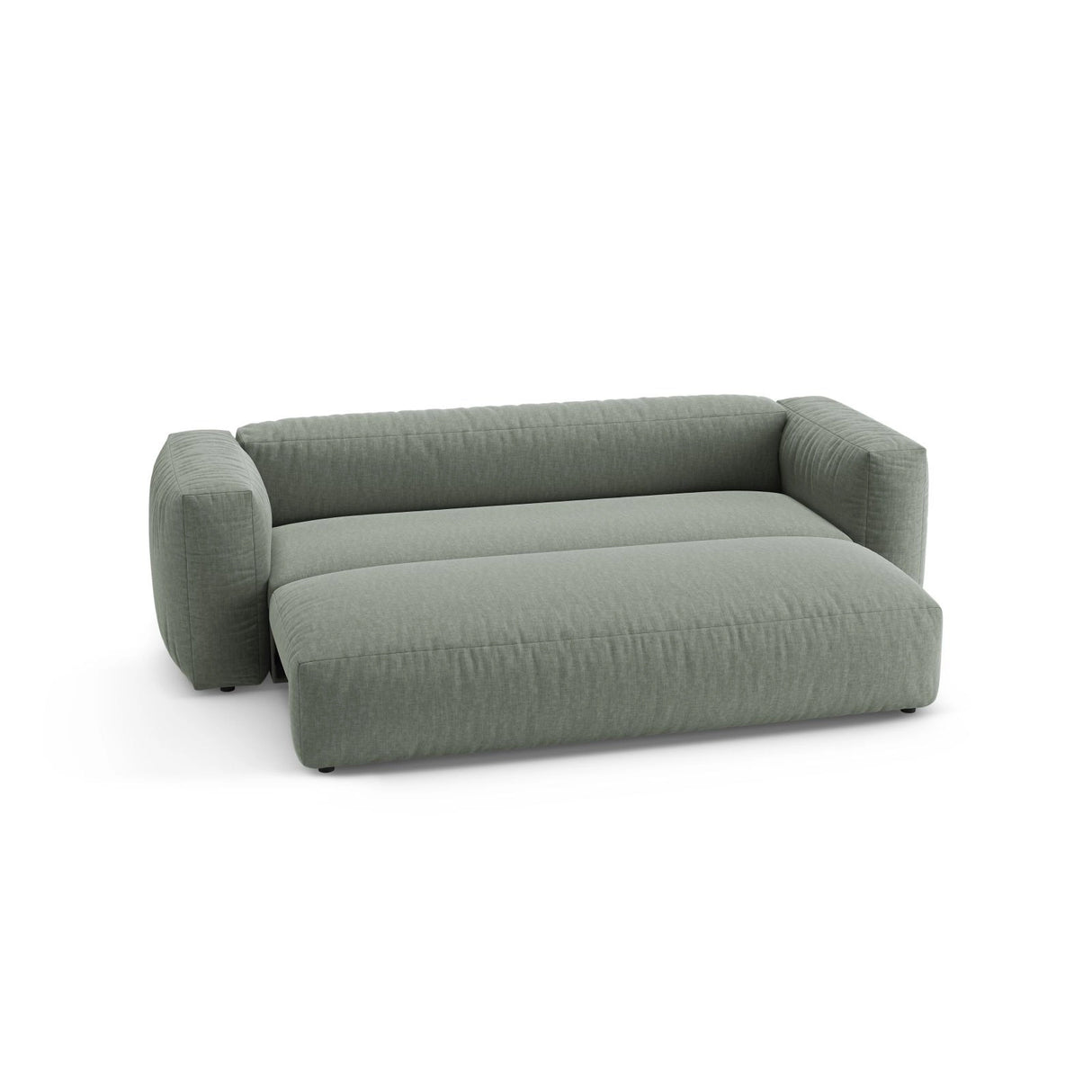 Martina 3-Sitzer Sofa mit Schlaffunktion, ausklappbar, aus Strukturierter Stoff in Moosgrün (Boston Water Green), 264x106 cm von Micadoni – Bild 6