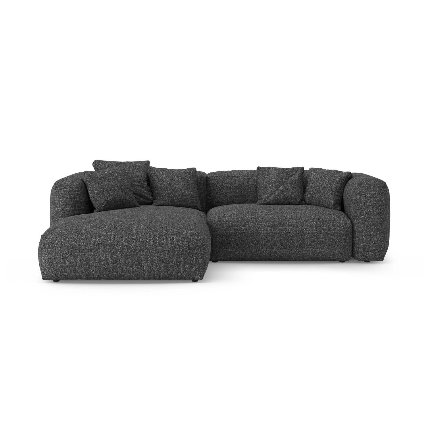 Martina 4-Sitzer Ecksofa mit Schlaffunktion, Linke Seite, aus Boucle in Anthrazit (Monet Anthracite), 280x170 cm von Micadoni – Bild 1