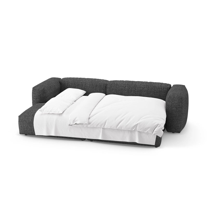 Martina 4-Sitzer Ecksofa mit Schlaffunktion, Linke Seite, aus Boucle in Anthrazit (Monet Anthracite), 280x170 cm von Micadoni – Bild 8