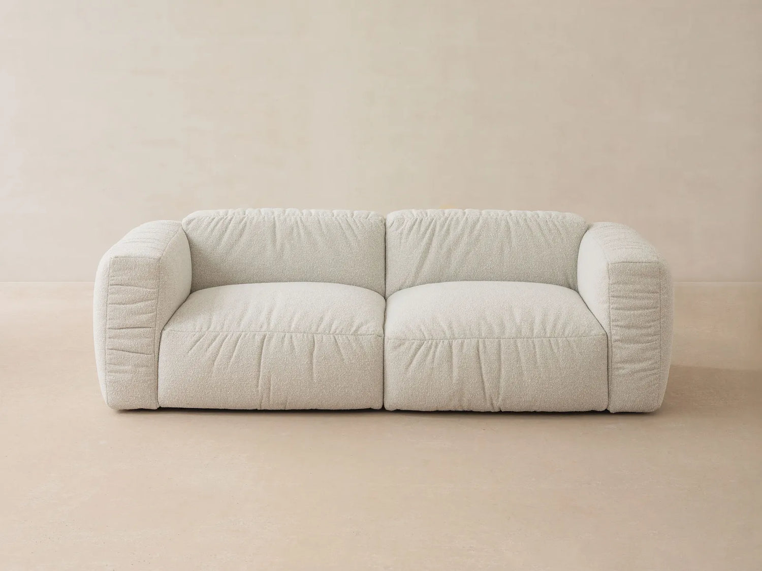 Martina 4-Sitzer Ecksofa mit Schlaffunktion, Linke Seite, aus Boucle in Beige (Monet Sand), 280x170 cm von Micadoni – Bild 5