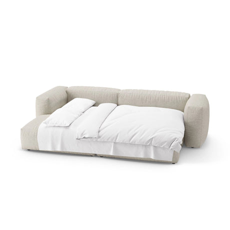 Martina 4-Sitzer Ecksofa mit Schlaffunktion, Linke Seite, aus Boucle in Beige (Monet Sand), 280x170 cm von Micadoni – Bild 8