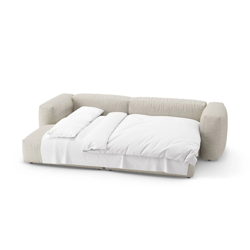 Martina 4-Sitzer Ecksofa mit Schlaffunktion, Linke Seite, aus Boucle in Beige (Monet Sand), 280x170 cm von Micadoni – Bild 8