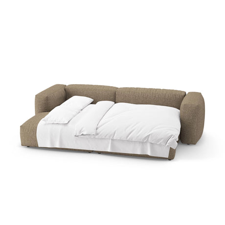 Martina 4-Sitzer Ecksofa mit Schlaffunktion, Linke Seite, aus Boucle in Cappuccino (Monet Cappucino), 280x170 cm von Micadoni – Bild 8