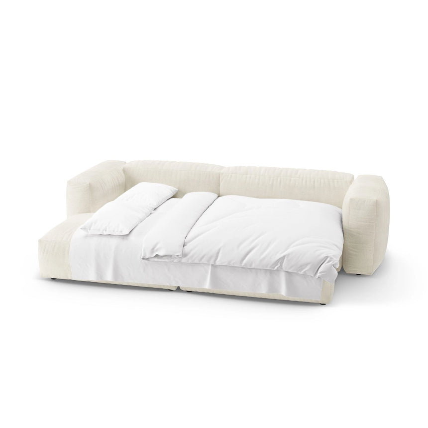 Martina 4-Sitzer Ecksofa mit Schlaffunktion, Linke Seite, aus Boucle in Elfenbein (Monet Nata), 280x170 cm von Micadoni – Bild 8