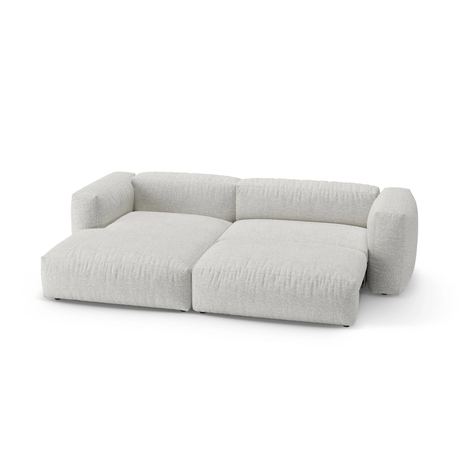 Martina 4-Sitzer Ecksofa mit Schlaffunktion, Linke Seite, aus Boucle in Grey Beige Melange (Monet Pearl), 280x170 cm von Micadoni – Bild 7