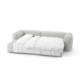 Martina 4-Sitzer Ecksofa mit Schlaffunktion, Linke Seite, aus Boucle in Grey Beige Melange (Monet Pearl), 280x170 cm von Micadoni – Bild 8