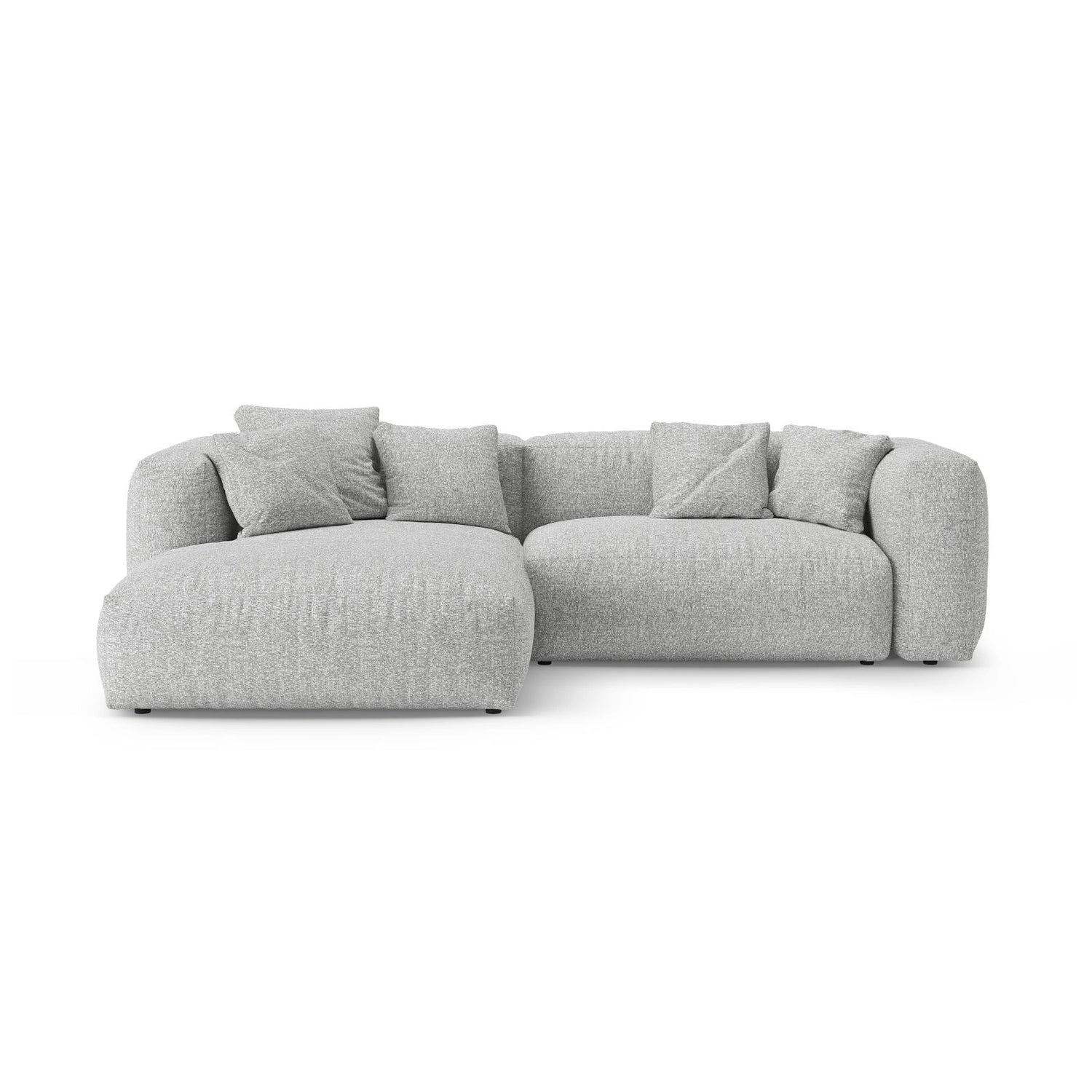 Martina 4-Sitzer Ecksofa mit Schlaffunktion, Linke Seite, aus Boucle in Silber (Monet Silver), 280x170 cm von Micadoni – Bild 1