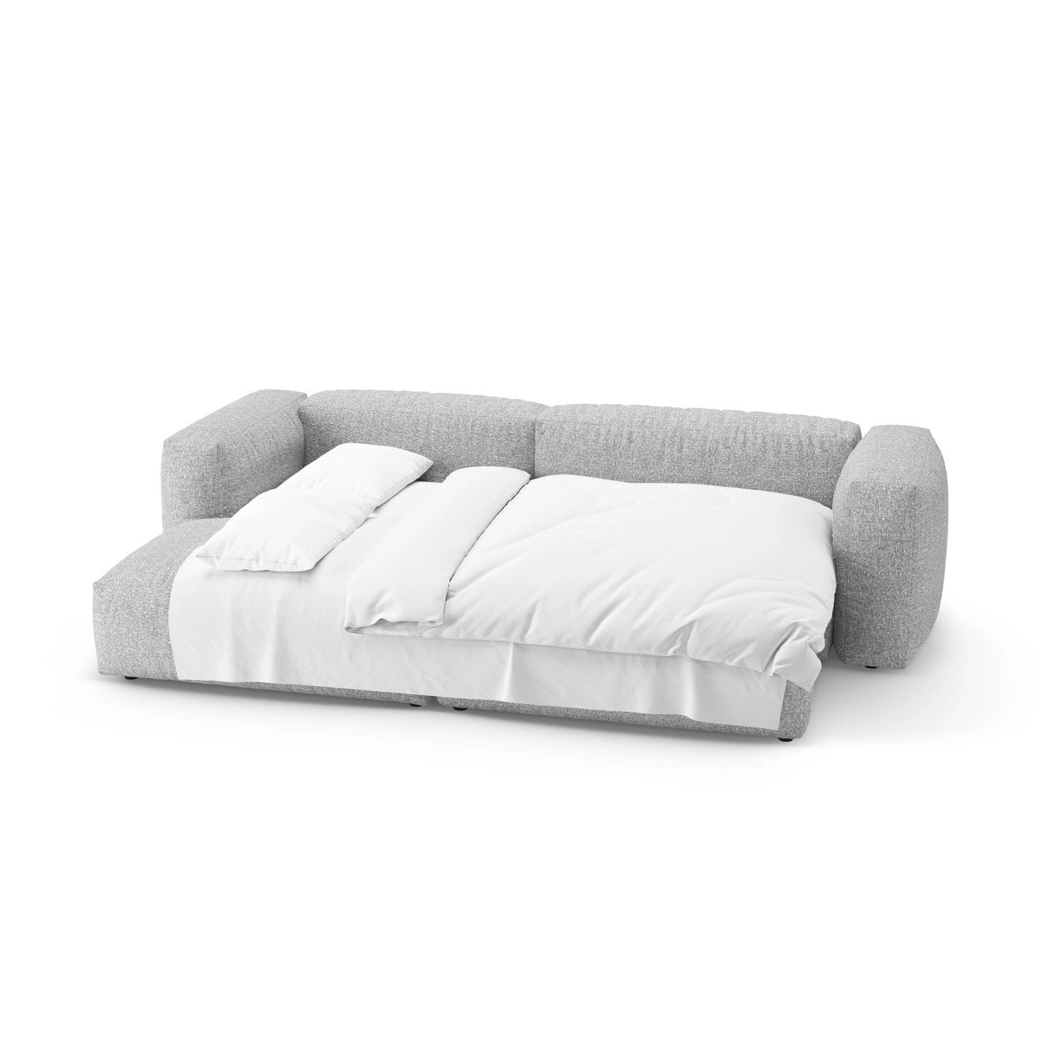 Martina 4-Sitzer Ecksofa mit Schlaffunktion, Linke Seite, aus Boucle in Silber (Monet Silver), 280x170 cm von Micadoni – Bild 8