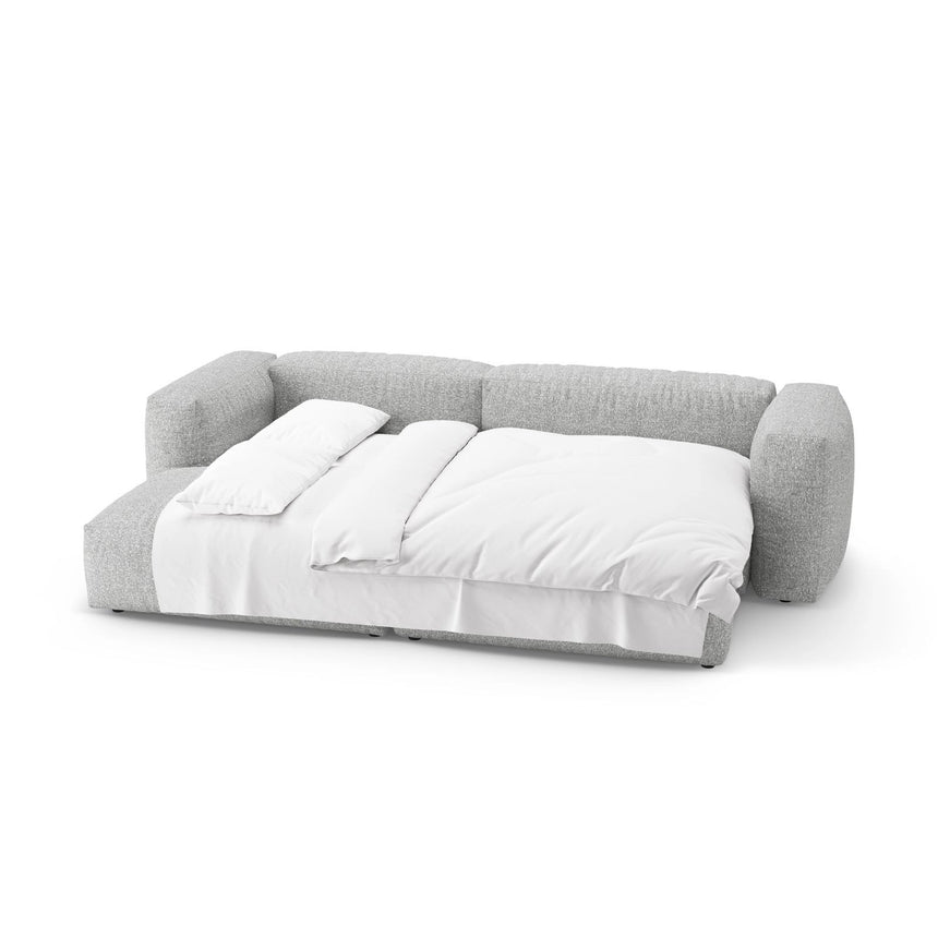 Martina 4-Sitzer Ecksofa mit Schlaffunktion, Linke Seite, aus Boucle in Silber (Monet Silver), 280x170 cm von Micadoni – Bild 8