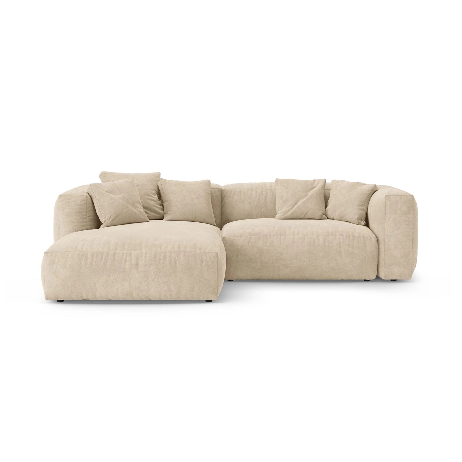 Martina 4-Sitzer Ecksofa mit Schlaffunktion, Linke Seite, aus Samt, Boucle oder Strukturstoff, 280x170 cm von Micadoni – Bild 1