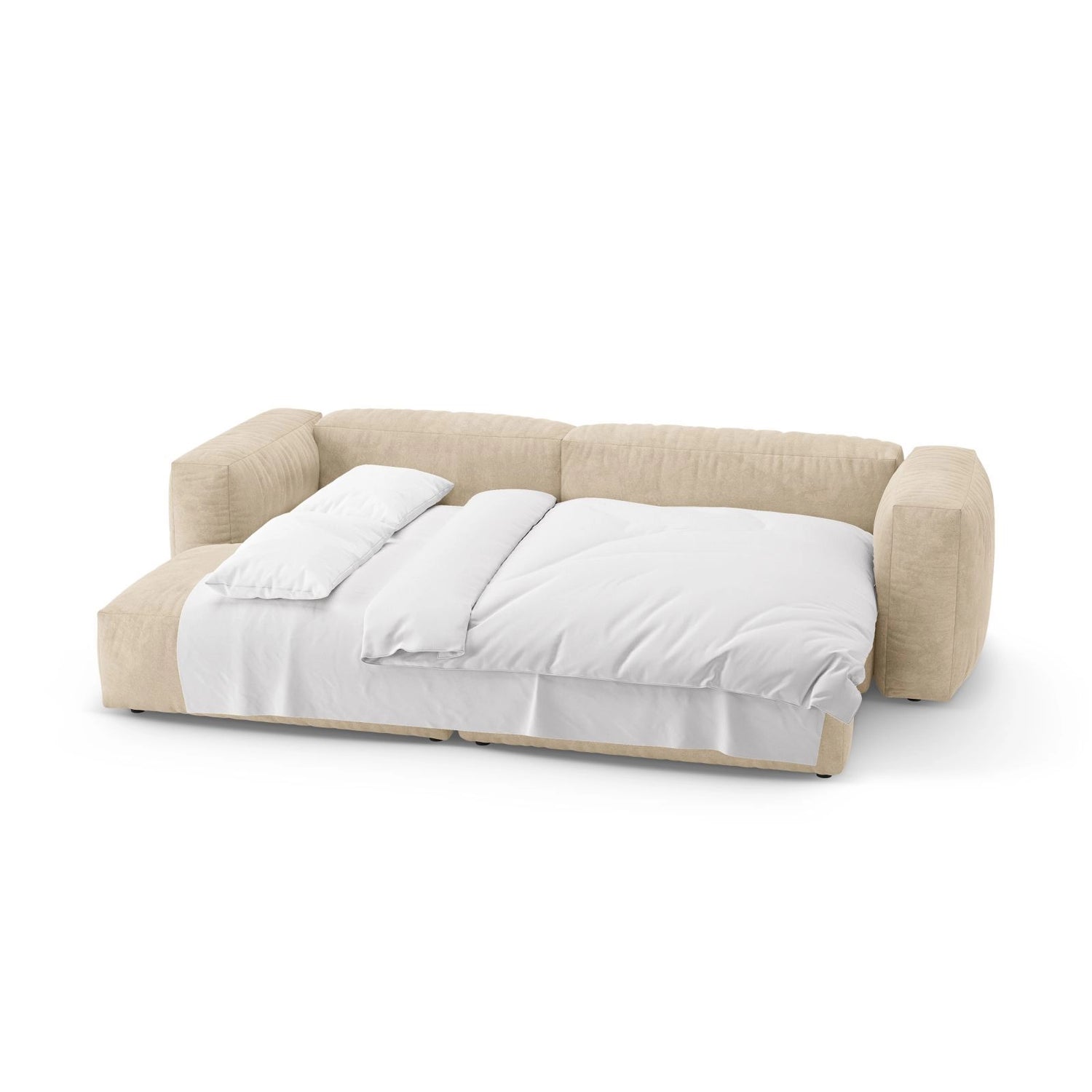 Martina 4-Sitzer Ecksofa mit Schlaffunktion, Linke Seite, aus Samt, Boucle oder Strukturstoff, 280x170 cm von Micadoni – Bild 8