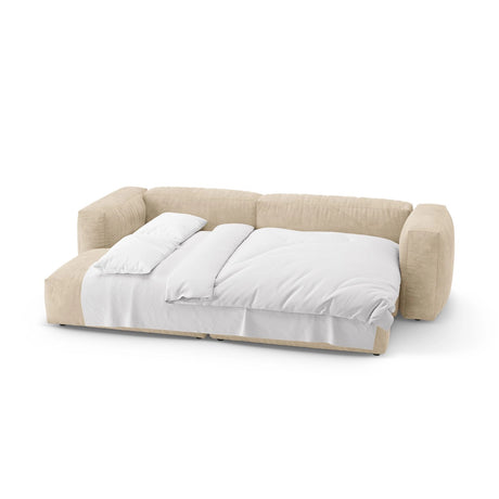 Martina 4-Sitzer Ecksofa mit Schlaffunktion, Linke Seite, aus Samt, Boucle oder Strukturstoff, 280x170 cm von Micadoni – Bild 8
