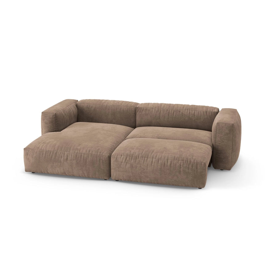 Martina 4-Sitzer Ecksofa mit Schlaffunktion, Linke Seite, aus Samt in Dunkelbeige (Vogue 3), 280x170 cm von Micadoni – Bild 7