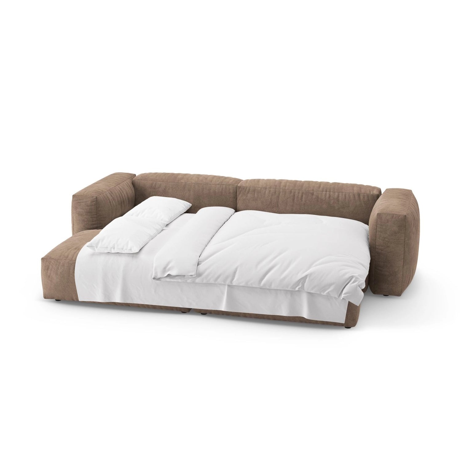 Martina 4-Sitzer Ecksofa mit Schlaffunktion, Linke Seite, aus Samt in Dunkelbeige (Vogue 3), 280x170 cm von Micadoni – Bild 8