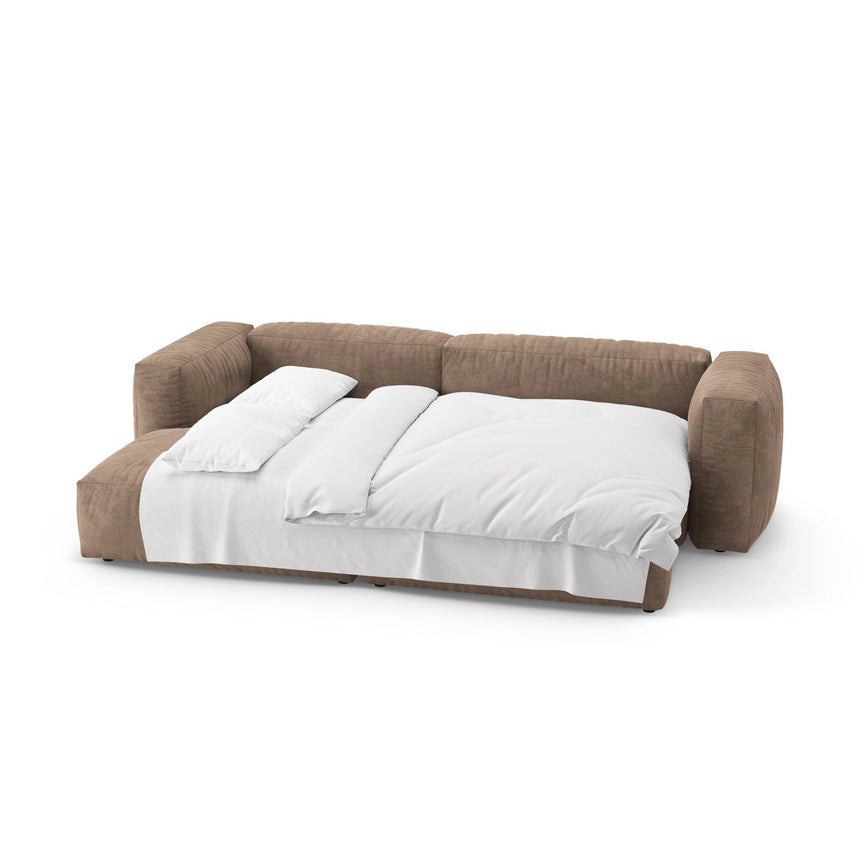 Martina 4-Sitzer Ecksofa mit Schlaffunktion, Linke Seite, aus Samt in Dunkelbeige (Vogue 3), 280x170 cm von Micadoni – Bild 8