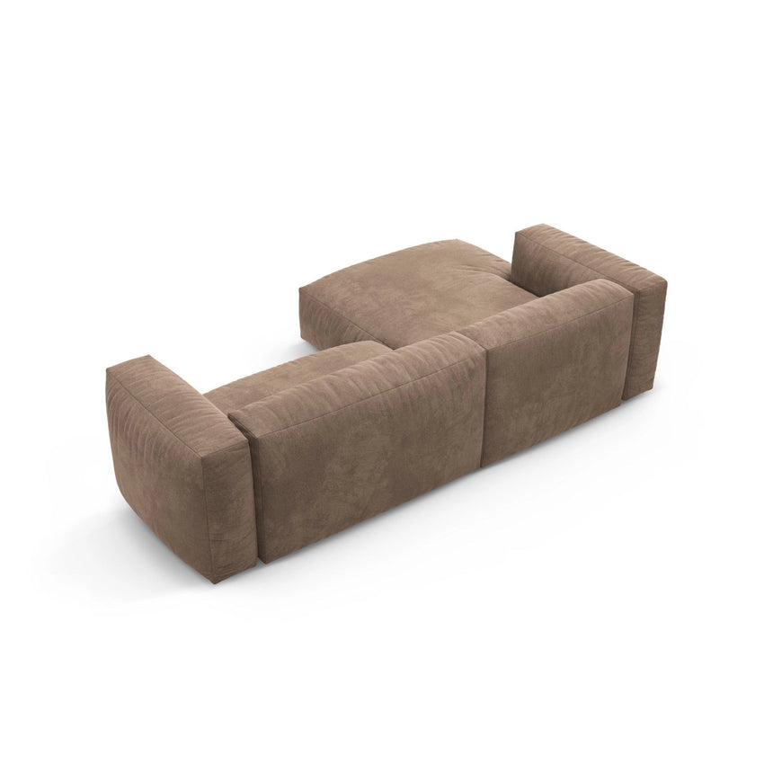 Martina 4-Sitzer Ecksofa mit Schlaffunktion, Linke Seite, aus Samt in Dunkelbeige (Vogue 3), 280x170 cm von Micadoni – Bild 9