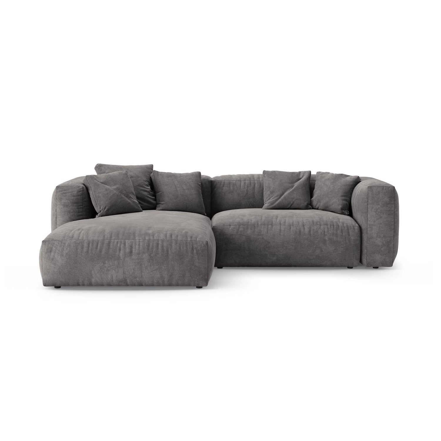 Martina 4-Sitzer Ecksofa mit Schlaffunktion, Linke Seite, aus Samt in Grau (Vogue 15), 280x170 cm von Micadoni – Bild 1