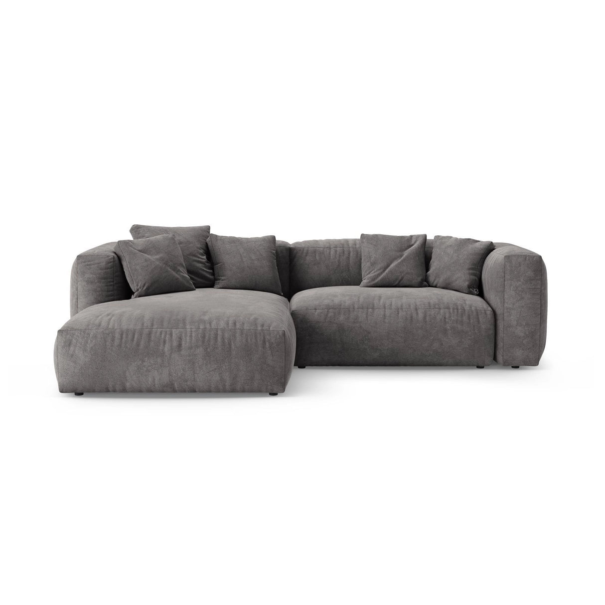 Martina 4-Sitzer Ecksofa mit Schlaffunktion, Linke Seite, aus Samt in Grau (Vogue 15), 280x170 cm von Micadoni – Bild 1