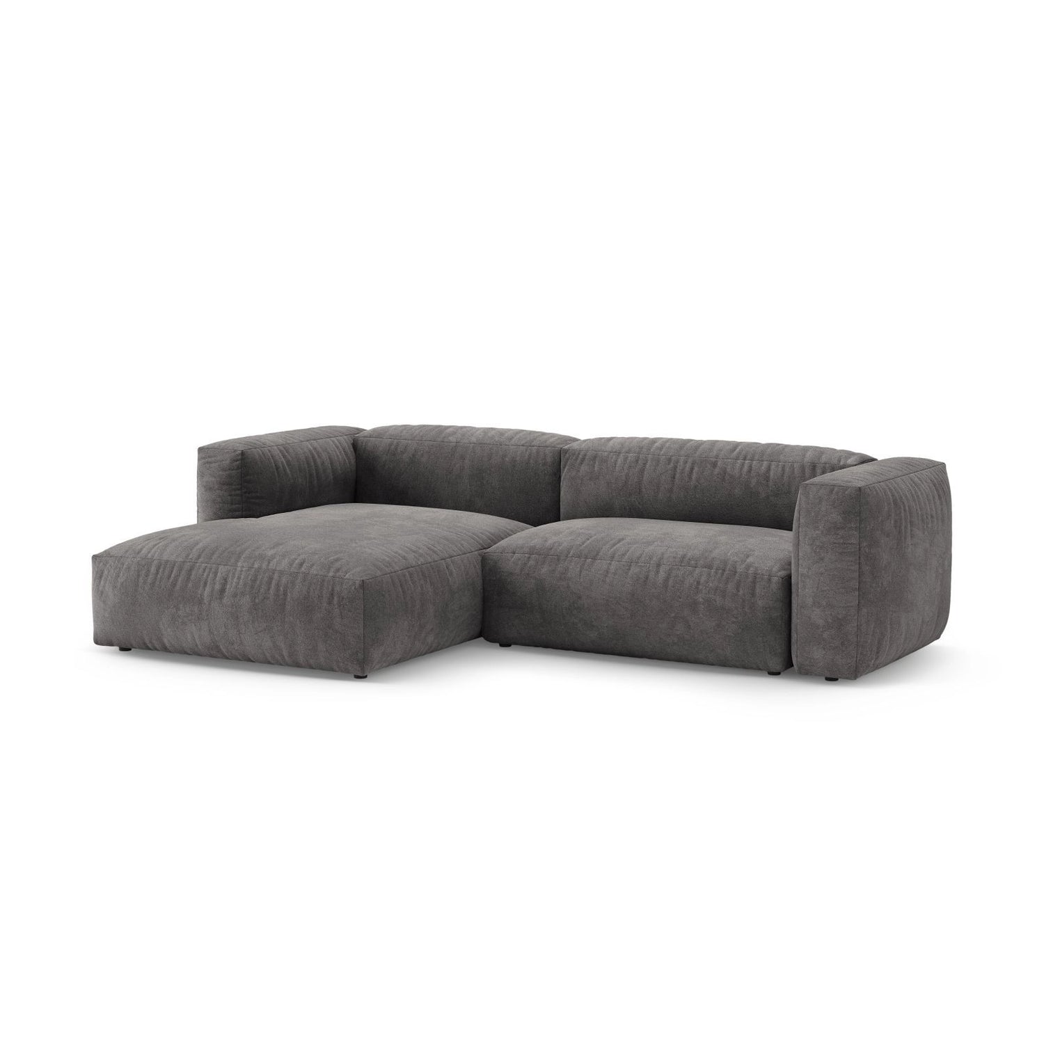Martina 4-Sitzer Ecksofa mit Schlaffunktion, Linke Seite, aus Samt in Grau (Vogue 15), 280x170 cm von Micadoni – Bild 6