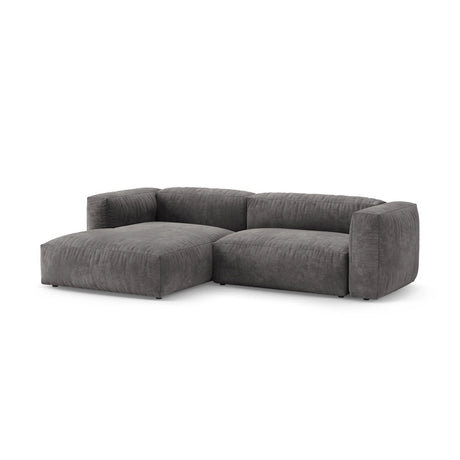 Martina 4-Sitzer Ecksofa mit Schlaffunktion, Linke Seite, aus Samt in Grau (Vogue 15), 280x170 cm von Micadoni – Bild 6