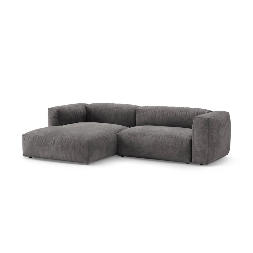 Martina 4-Sitzer Ecksofa mit Schlaffunktion, Linke Seite, aus Samt in Grau (Vogue 15), 280x170 cm von Micadoni – Bild 6