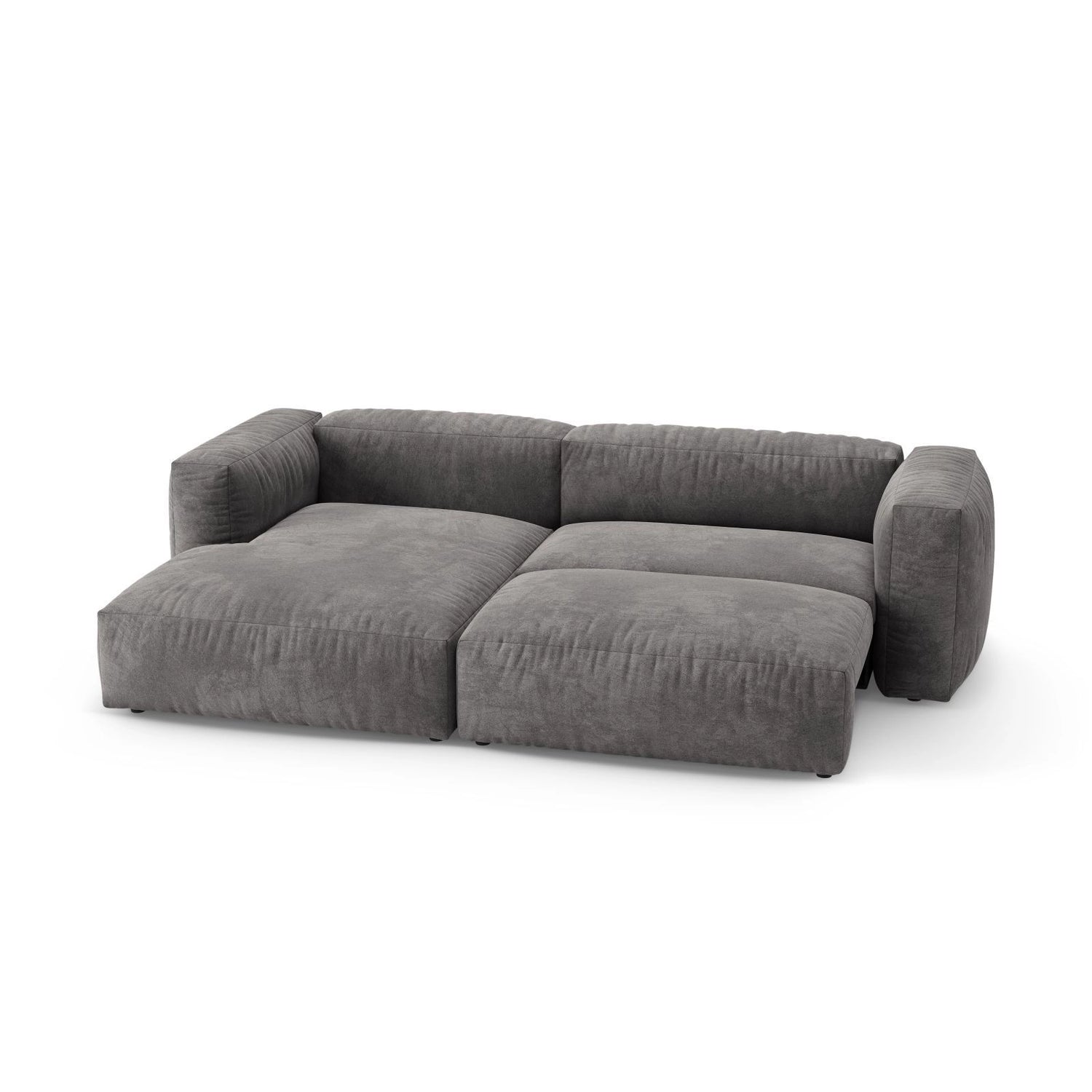Martina 4-Sitzer Ecksofa mit Schlaffunktion, Linke Seite, aus Samt in Grau (Vogue 15), 280x170 cm von Micadoni – Bild 7
