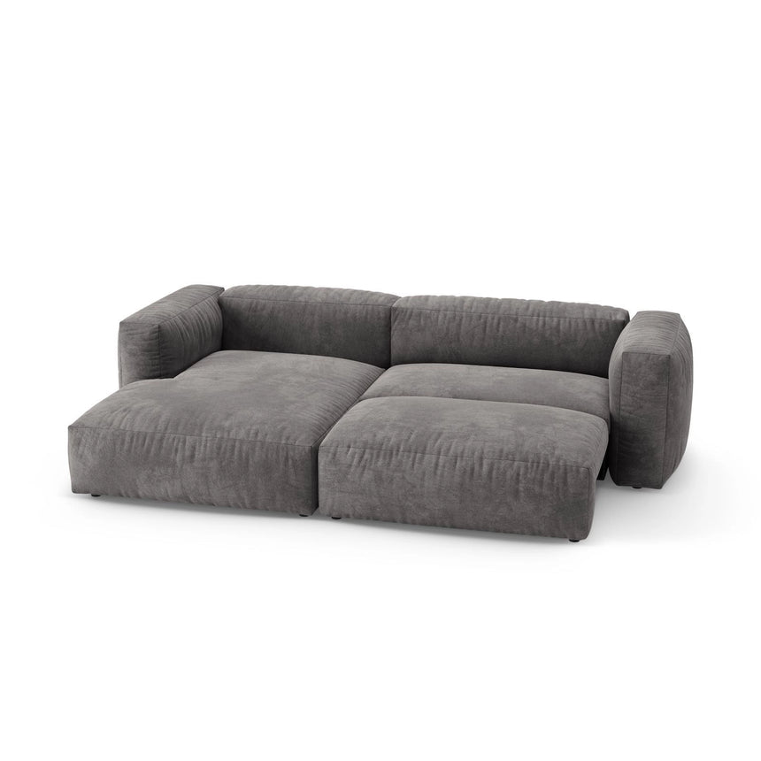 Martina 4-Sitzer Ecksofa mit Schlaffunktion, Linke Seite, aus Samt in Grau (Vogue 15), 280x170 cm von Micadoni – Bild 7