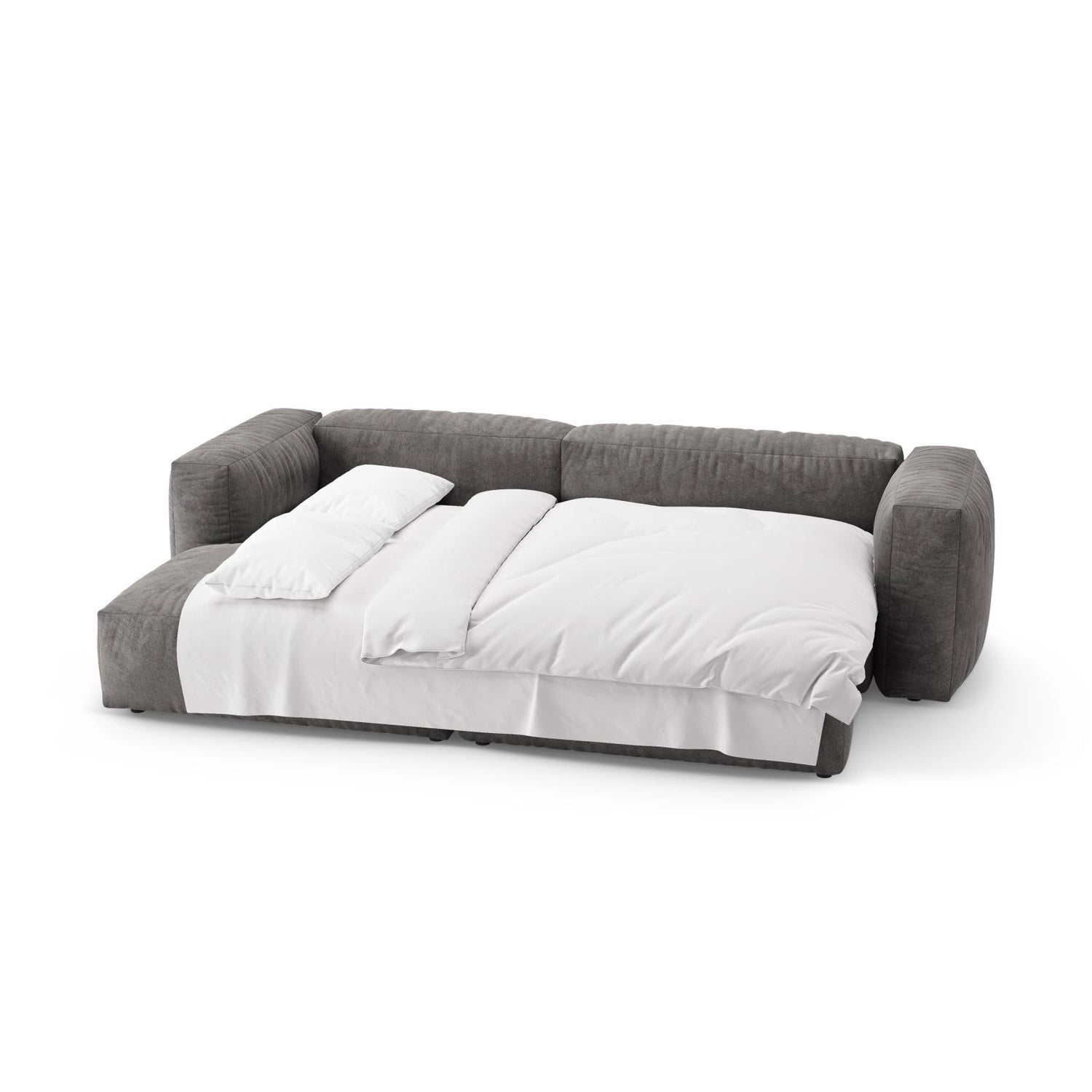 Martina 4-Sitzer Ecksofa mit Schlaffunktion, Linke Seite, aus Samt in Grau (Vogue 15), 280x170 cm von Micadoni – Bild 8