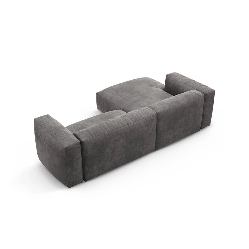 Martina 4-Sitzer Ecksofa mit Schlaffunktion, Linke Seite, aus Samt in Grau (Vogue 15), 280x170 cm von Micadoni – Bild 9