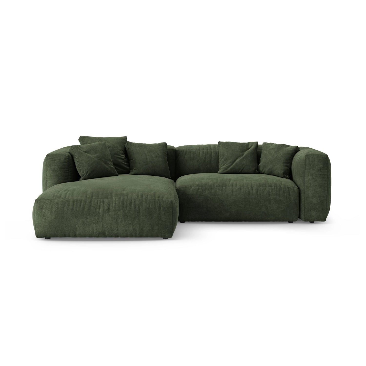 Martina 4-Sitzer Ecksofa mit Schlaffunktion, Linke Seite, aus Samt in Grün (Vogue 11), 280x170 cm von Micadoni – Bild 1