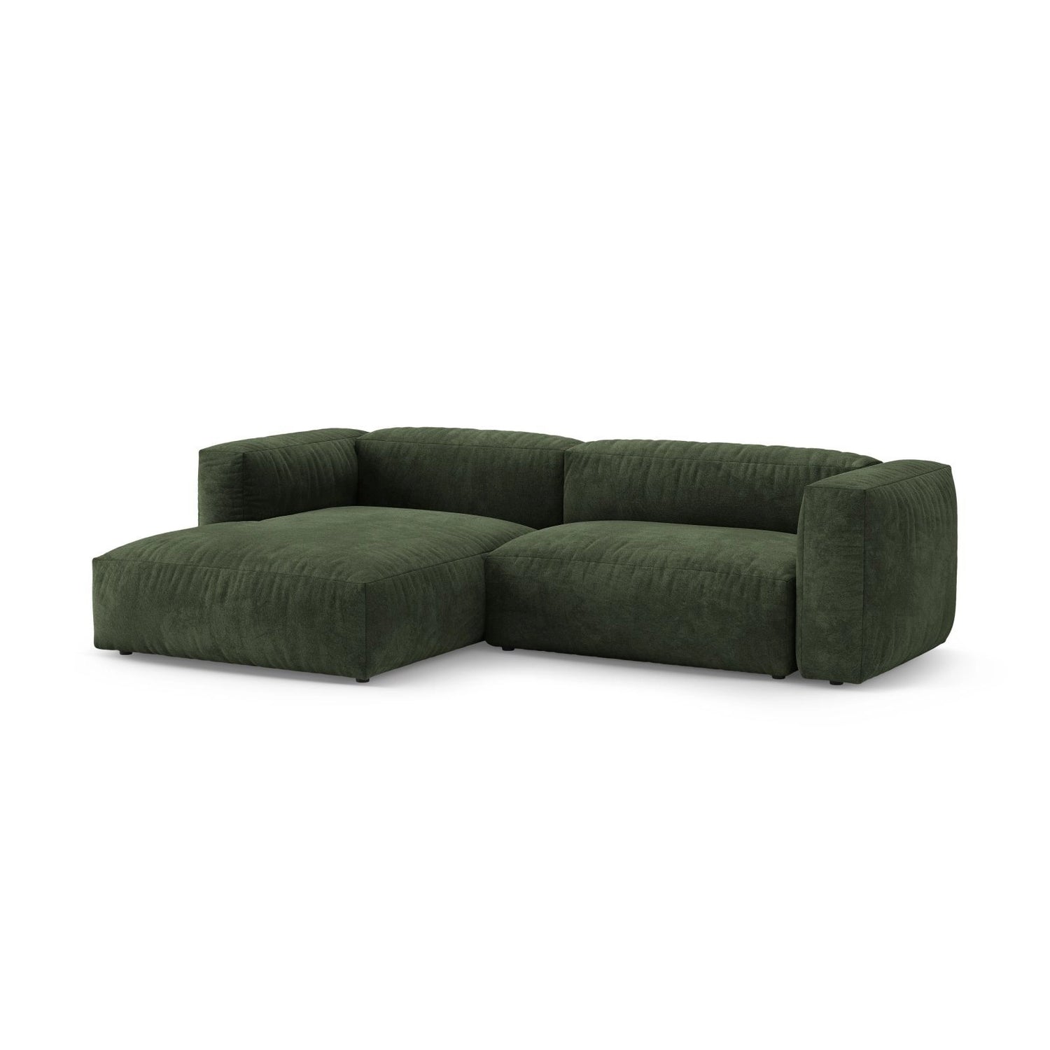 Martina 4-Sitzer Ecksofa mit Schlaffunktion, Linke Seite, aus Samt in Grün (Vogue 11), 280x170 cm von Micadoni – Bild 6