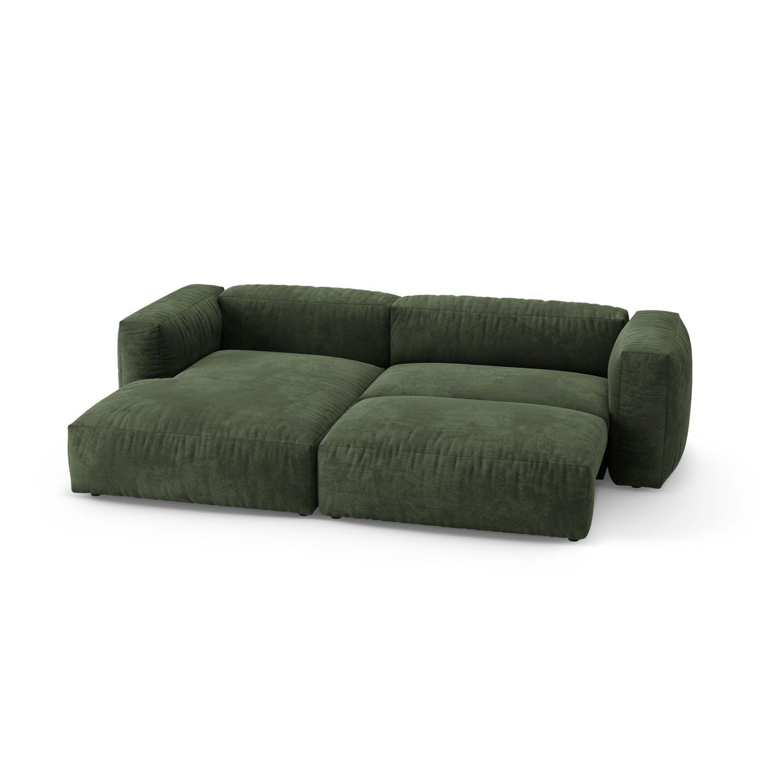 Martina 4-Sitzer Ecksofa mit Schlaffunktion, Linke Seite, aus Samt in Grün (Vogue 11), 280x170 cm von Micadoni – Bild 7